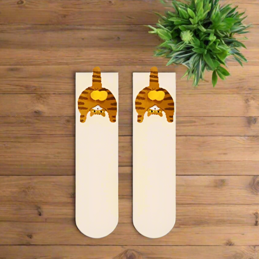 Cartoon Cat Socks Funny Egg Butt Design | Cozy Mid-Calf Cotton Socks for Cat Lovers, Christmas Gifts, Winter Warm Socks