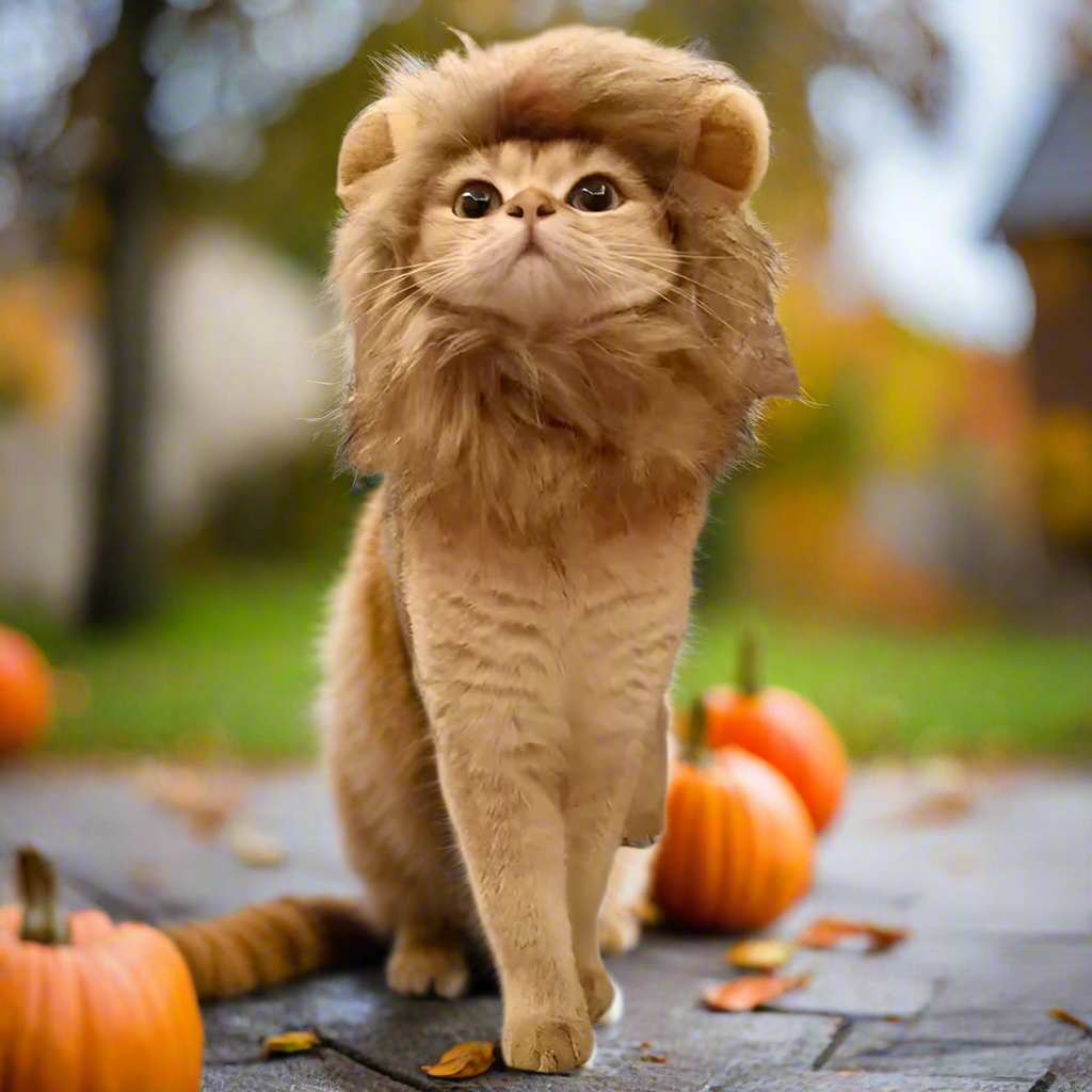 Cat Lion Wig Costume – Funny Lion Mane Hat for Cats & Small Dogs, Halloween Pet Cosplay Outfit, Cute Cat Dog Costume for Photos