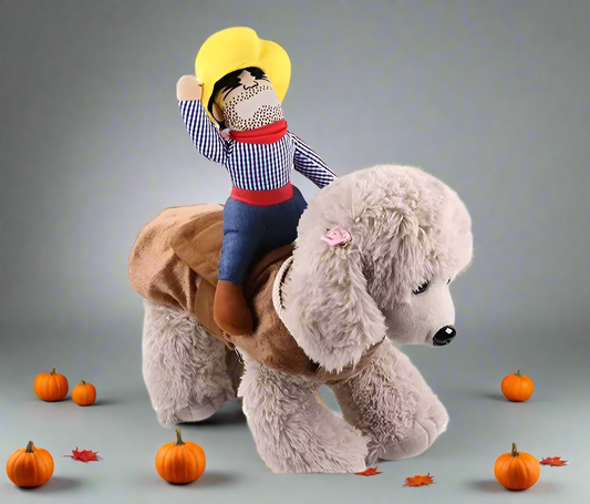 Pet Cowboy Rider Costume with Hat – Funny Western Outfit for Dogs & Cats, Rodeo Horseback Rider Cosplay Clothes