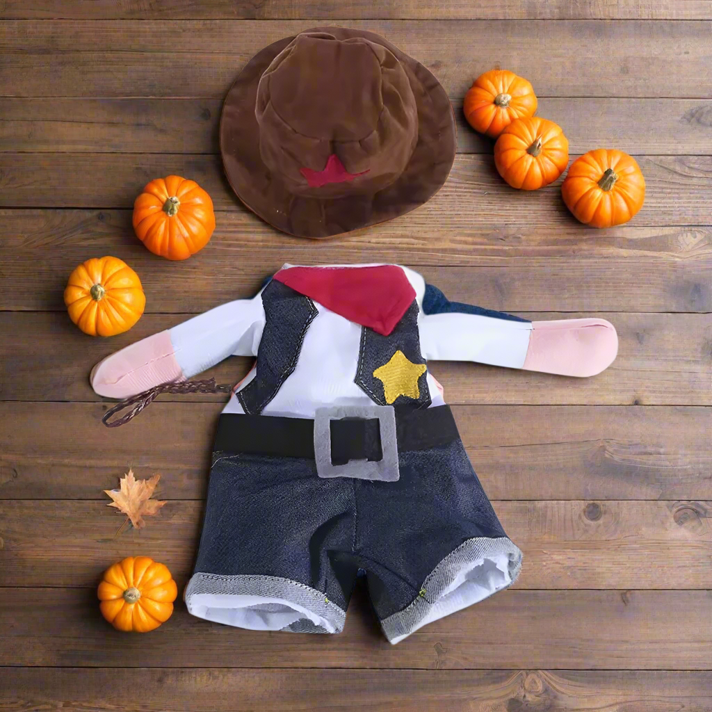 Funny Pet Cowboy Costume with Hat – Hilarious Rider Outfit for Dogs & Cats, Western Cosplay Clothes with Plush Arms