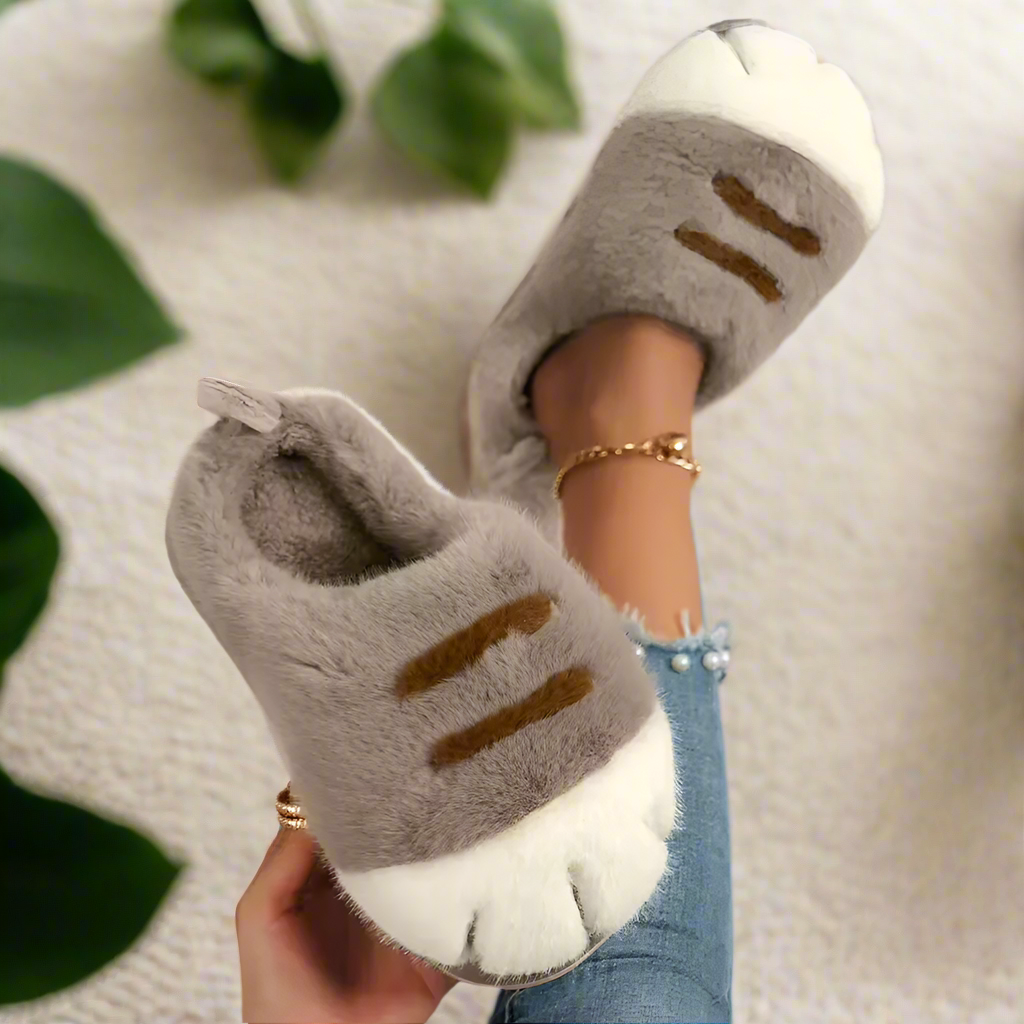 3D Cat Paw Slippers Plush Fluffy Indoor Shoes Cozy Furry Paw Slippers Anti Slip Bedroom House Shoes Cute Gift for Women Men Kids