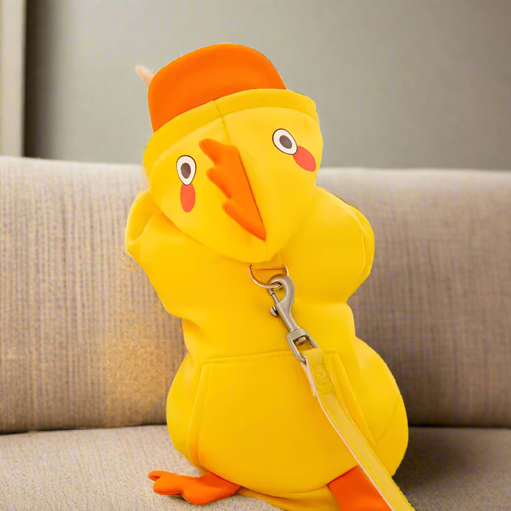 Duck Pet Hoodie – Funny 3D Duck/Bear Costume for Cats & Dogs, Winter Warm Hoodie with Leash Hook, Pet Cosplay Sweate