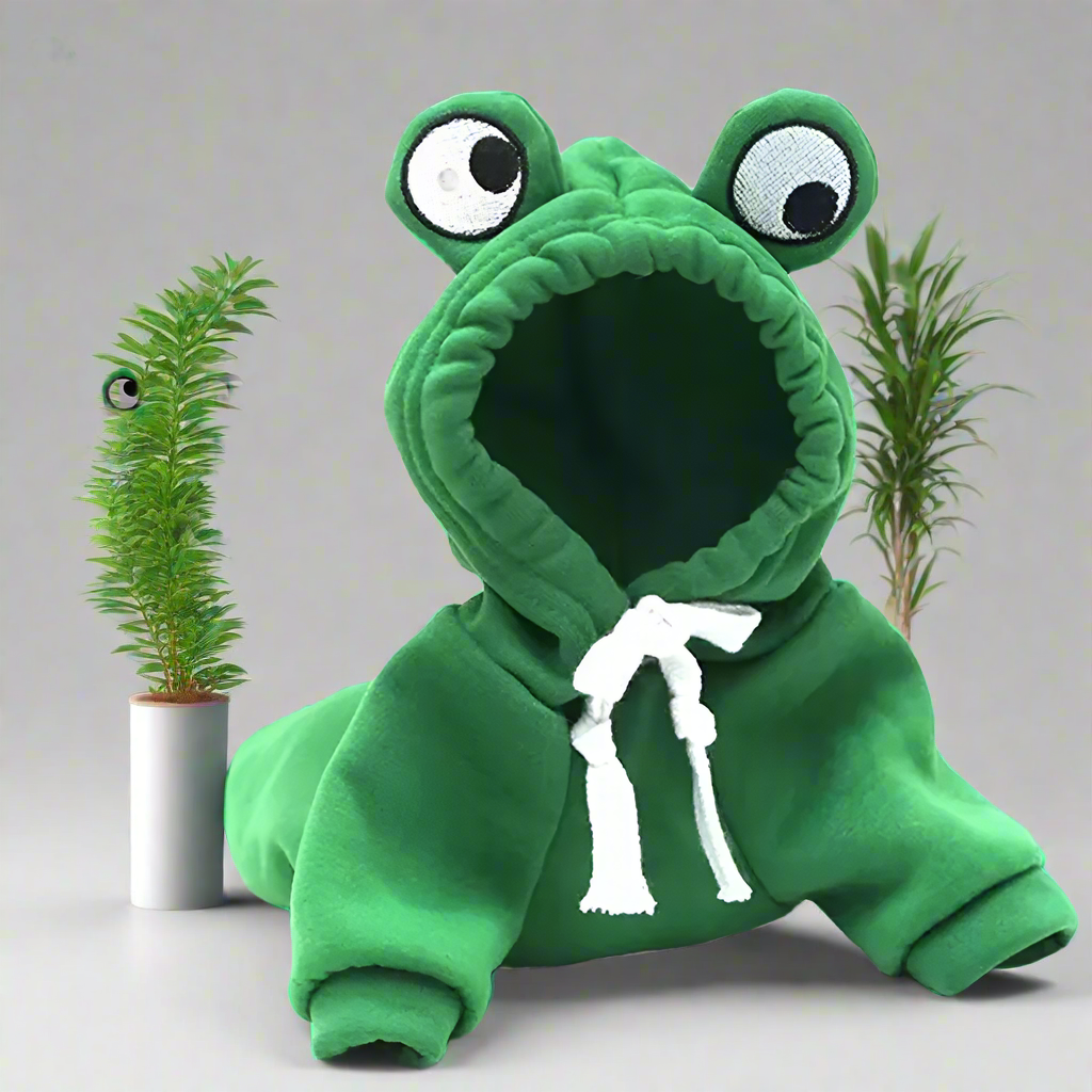 Frog Pet Hoodie – Cute Green Sweater for Dogs & Cats, Warm Puppy/Kitten Sweatshirt Costume, Cozy Pet Jumper (S–XXL)
