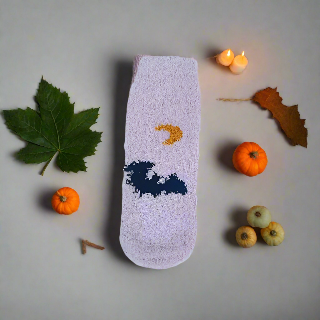Fuzzy Halloween Socks 4 Pack – Pumpkin, Witch Hat, Bat, Ghost & More | Cozy Cute Fall Socks for Women & Men | Spooky Season Gift