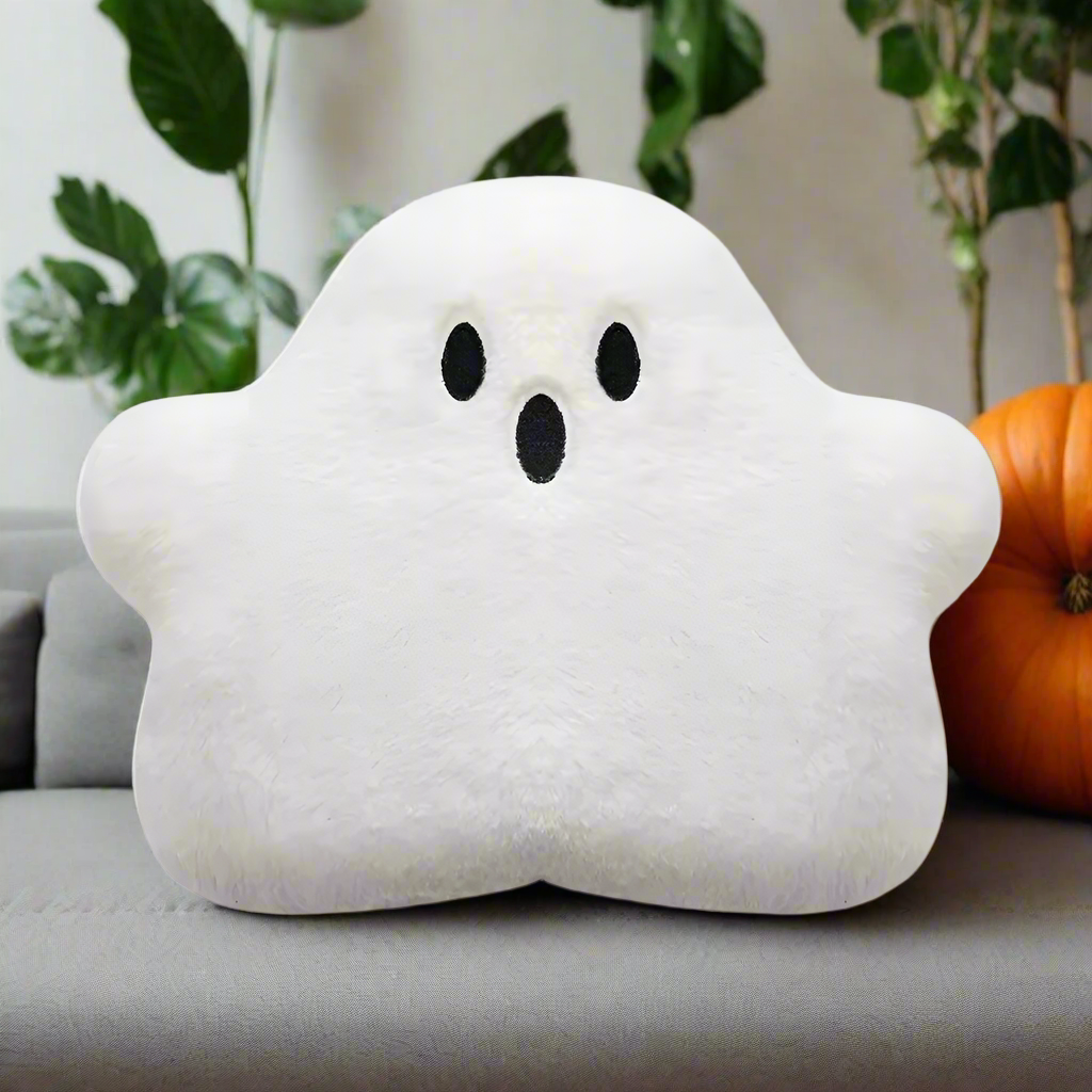 Ghost Pillow Plush – Halloween Throw Pillow Cute Ghost Decor for Bed Couch Sofa | Soft Spooky Plushie | Kawaii Halloween Gift