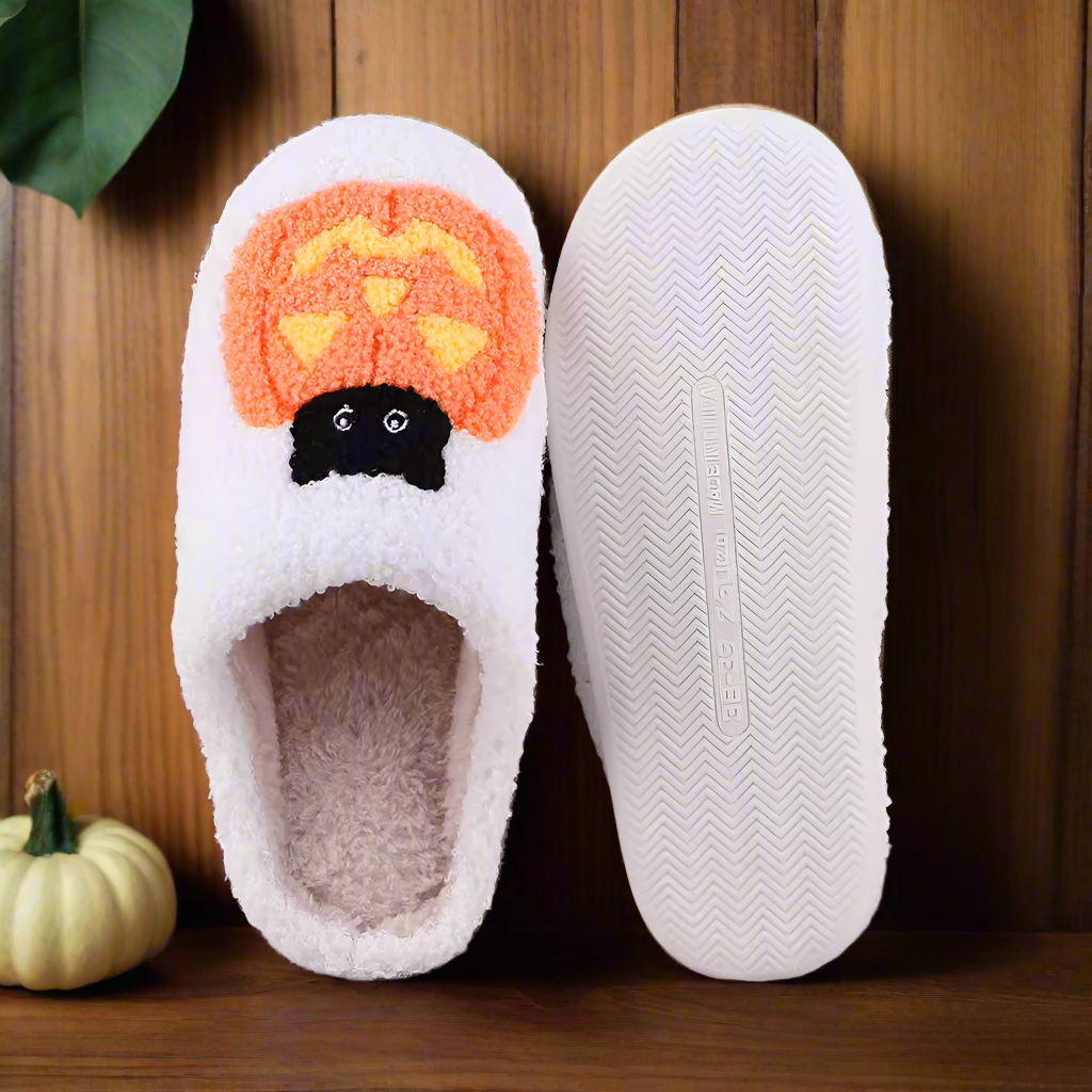 Halloween Pumpkin Cat Slippers