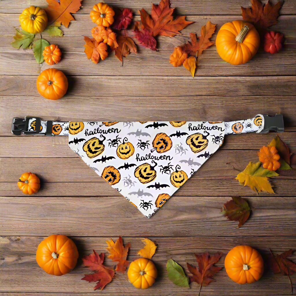 Halloween Dog Bandana Collar – 4 Designs, Adjustable Pet Scarf for Small Medium Large Dogs, Ghost Pumpkin Cat Pet Costume Bib