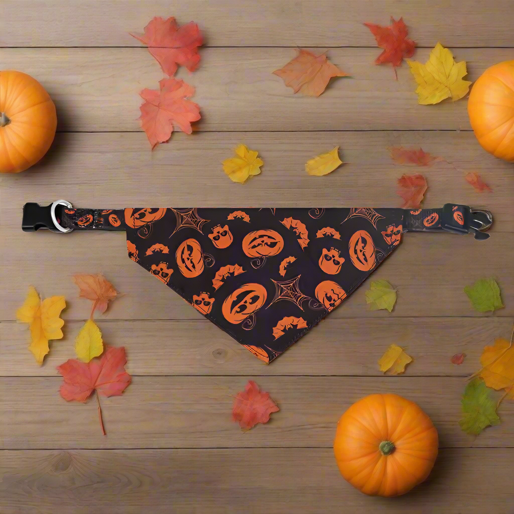 Halloween Dog Bandana Collar – 4 Designs, Adjustable Pet Scarf for Small Medium Large Dogs, Ghost Pumpkin Cat Pet Costume Bib
