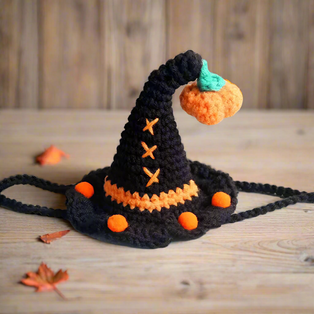 Knitted Halloween Cat Costume – Ghost Knit Hat & Bib Set for Cats, Dogs, or Rabbits, Cute Woven Pet Outfit for Halloween Photos