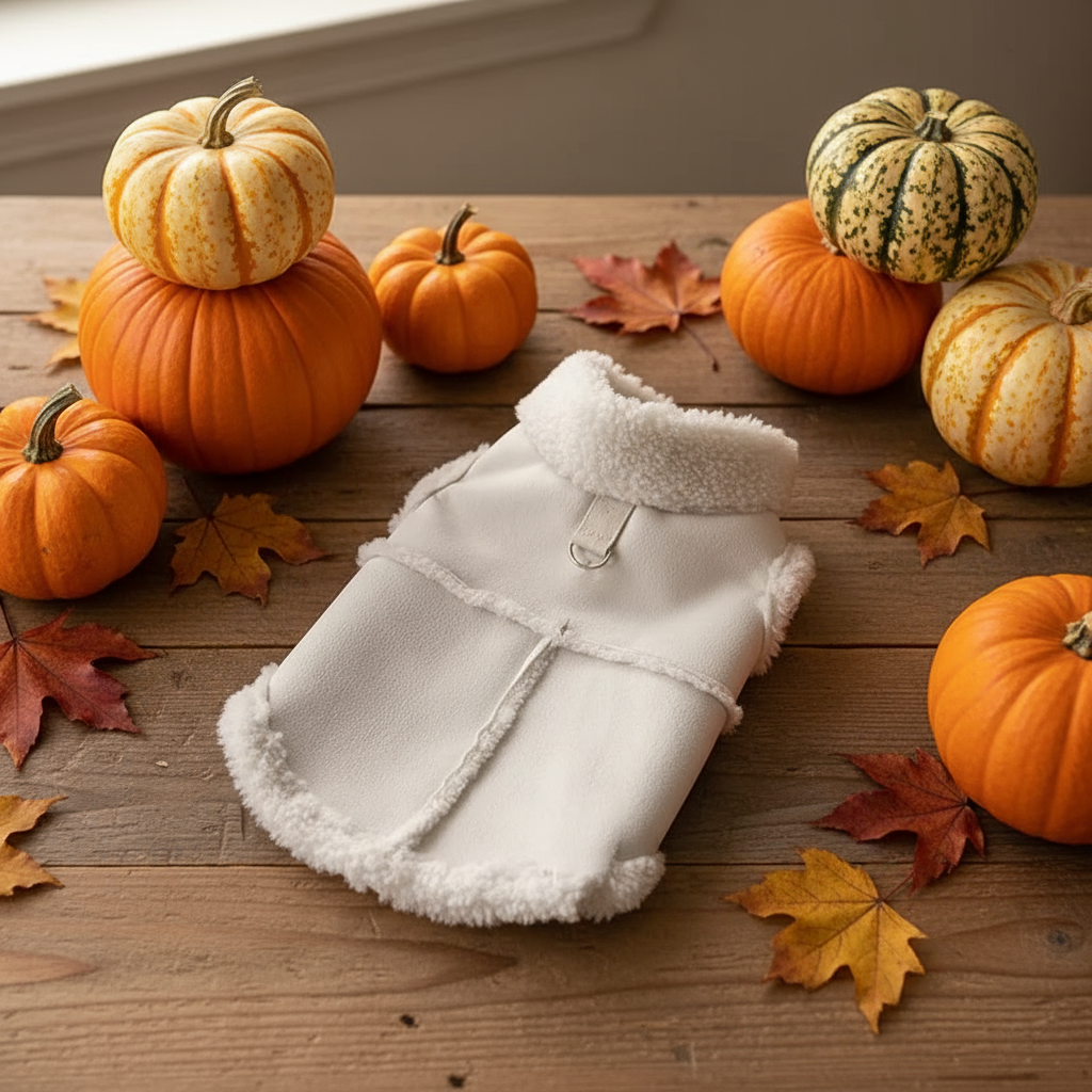 Small Dog Winter Jacket, Warm Fleece/Sherpa Dog Coat with Harness D-Ring, Classic Solid Color Vest XS–XL