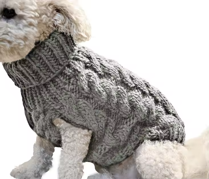 Knit Pet Sweater for Small Dogs & Cats – Warm Winter Chihuahua/Yorkie/Sphynx Clothes, Durable Cable Knit Jumper – Sizes S M L XL