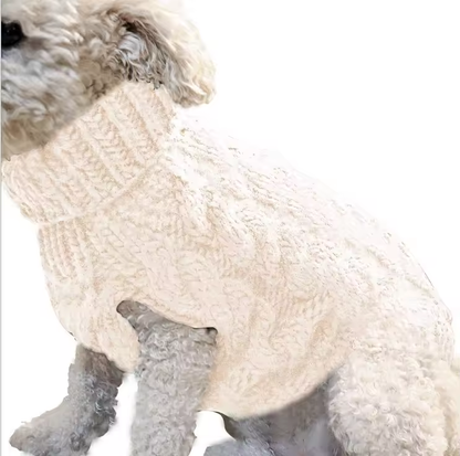 Knit Pet Sweater for Small Dogs & Cats – Warm Winter Chihuahua/Yorkie/Sphynx Clothes, Durable Cable Knit Jumper – Sizes S M L XL