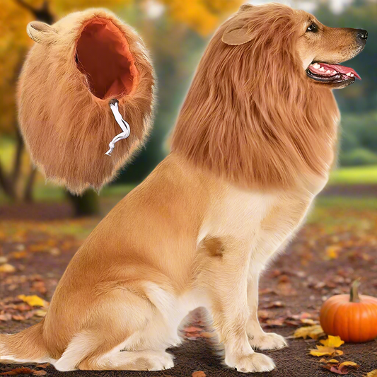 Realistic Dog Lion Mane Costume – Funny Pet Wig with Ears for Medium & Large Dogs, Adjustable Pet Halloween Cosplay Outfit