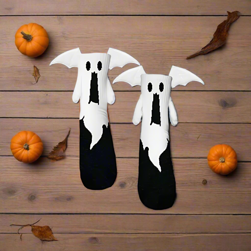 Magnetic Halloween Socks Ghost or Bat | Funny Halloween Socks for Adults Kids | Novelty Spooky Gift | Cute Ghost Socks Bat Socks