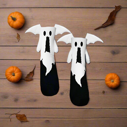 Magnetic Halloween Socks Ghost or Bat | Funny Halloween Socks for Adults Kids | Novelty Spooky Gift | Cute Ghost Socks Bat Socks