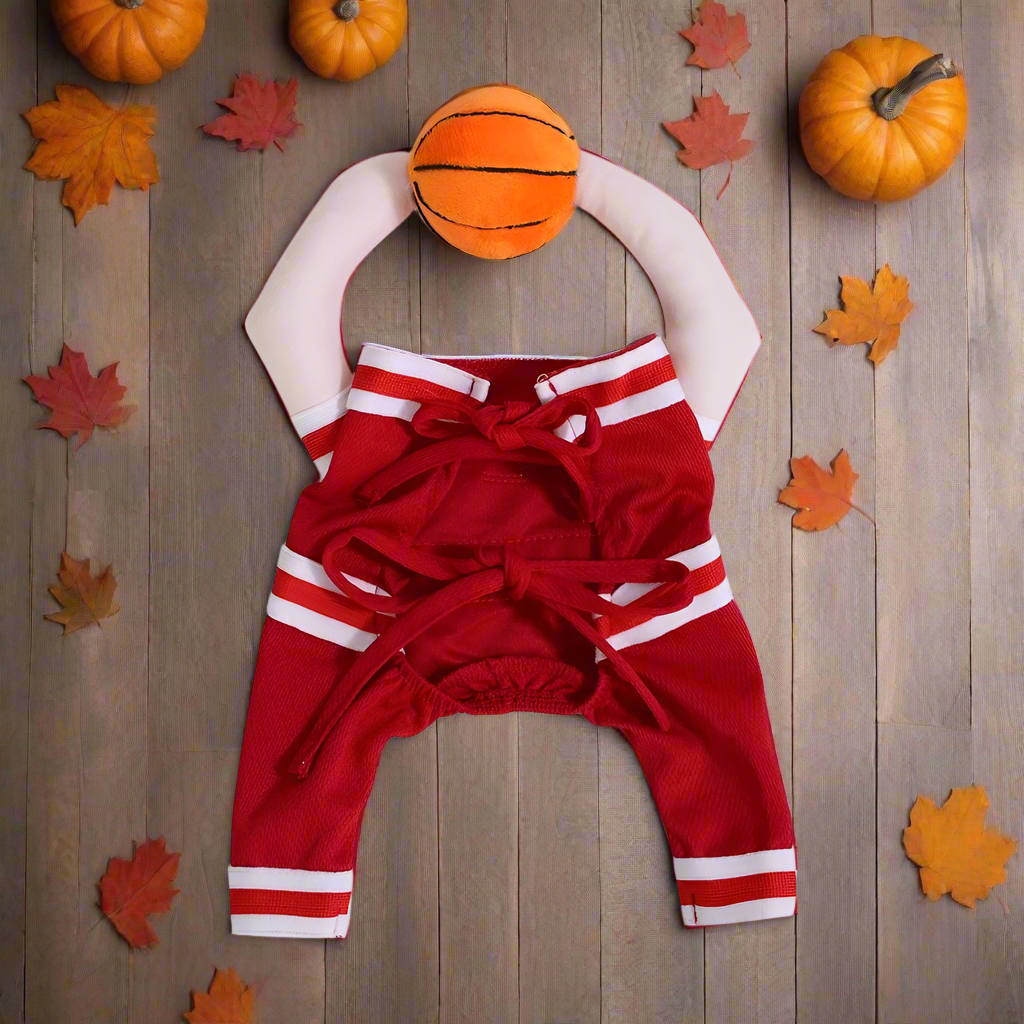Basketball Pet Costume – Funny Cat & Dog Sport Outfit with Ball, Breathable Puppy Halloween Cosplay Clothes (XS–XL)