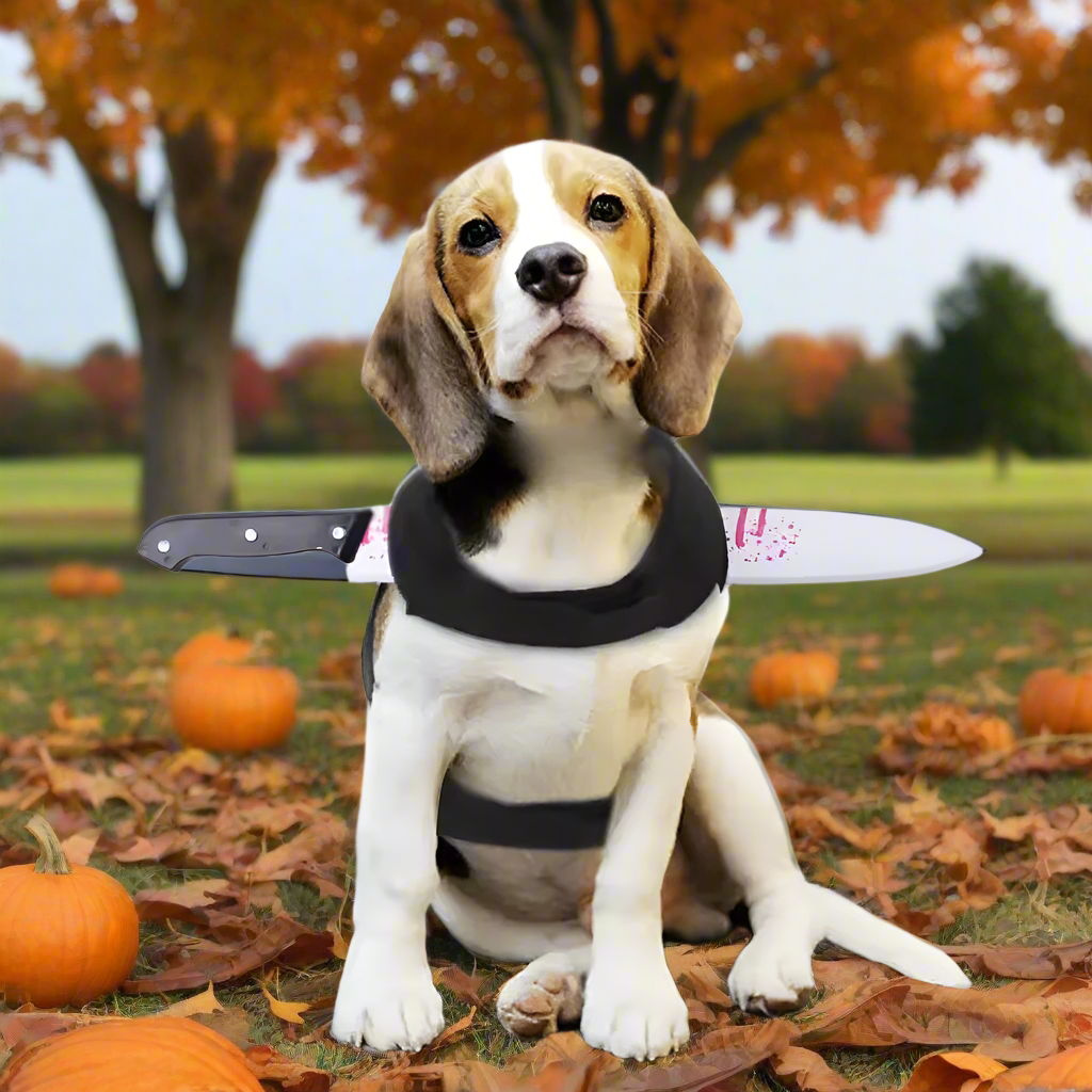 Halloween Dog Costume Funny Knife Harness Illusion | Cat Costume | Kitchen Knife / Bayonet / Hammer / Wrench | Sizes S M L