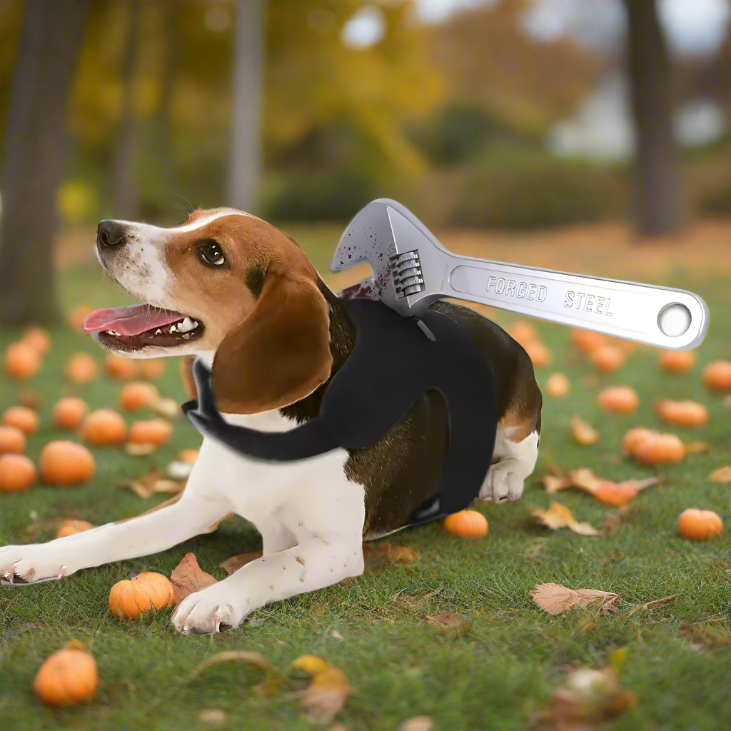 Halloween Dog Costume Funny Knife Harness Illusion | Cat Costume | Kitchen Knife / Bayonet / Hammer / Wrench | Sizes S M L