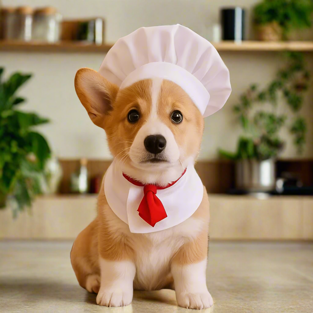 Cute Pet Chef Costume with Hat – Funny Cooking Outfit for Dogs & Cats, Adorable Cosplay Clothes for Parties & Photos