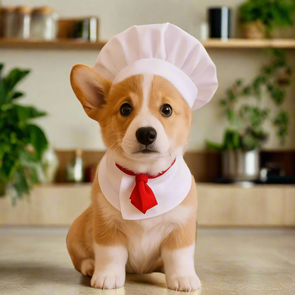 Cute Pet Chef Costume with Hat – Funny Cooking Outfit for Dogs & Cats, Adorable Cosplay Clothes for Parties & Photos