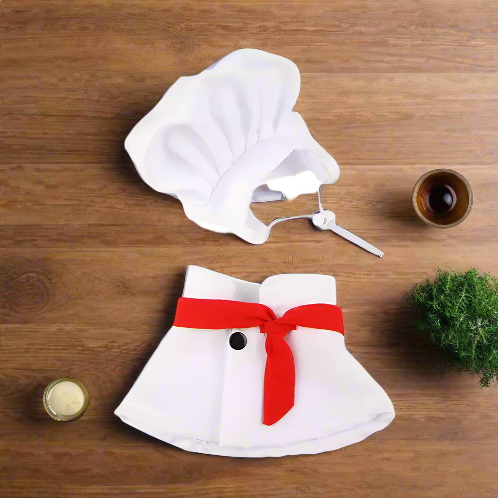 Cute Pet Chef Costume with Hat – Funny Cooking Outfit for Dogs & Cats, Adorable Cosplay Clothes for Parties & Photos