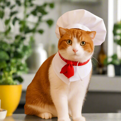 Cute Pet Chef Costume with Hat – Funny Cooking Outfit for Dogs & Cats, Adorable Cosplay Clothes for Parties & Photos