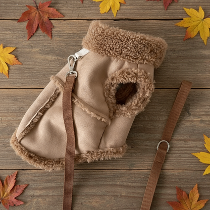 Small Dog Winter Jacket, Warm Fleece/Sherpa Dog Coat with Harness D-Ring, Classic Solid Color Vest XS–XL