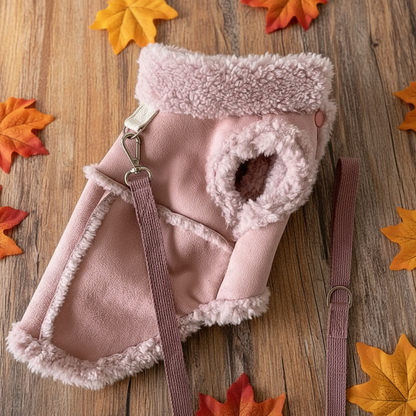 Small Dog Winter Jacket, Warm Fleece/Sherpa Dog Coat with Harness D-Ring, Classic Solid Color Vest XS–XL