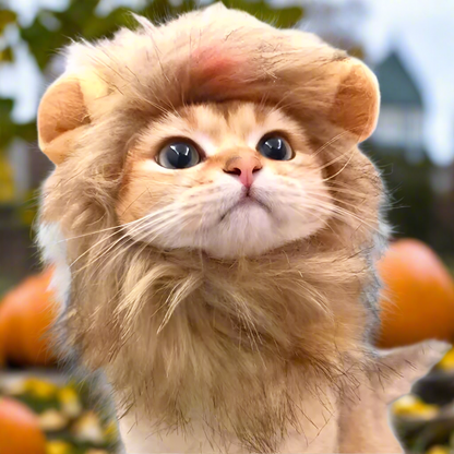 Cat Lion Wig Costume – Funny Lion Mane Hat for Cats & Small Dogs, Halloween Pet Cosplay Outfit, Cute Cat Dog Costume for Photos