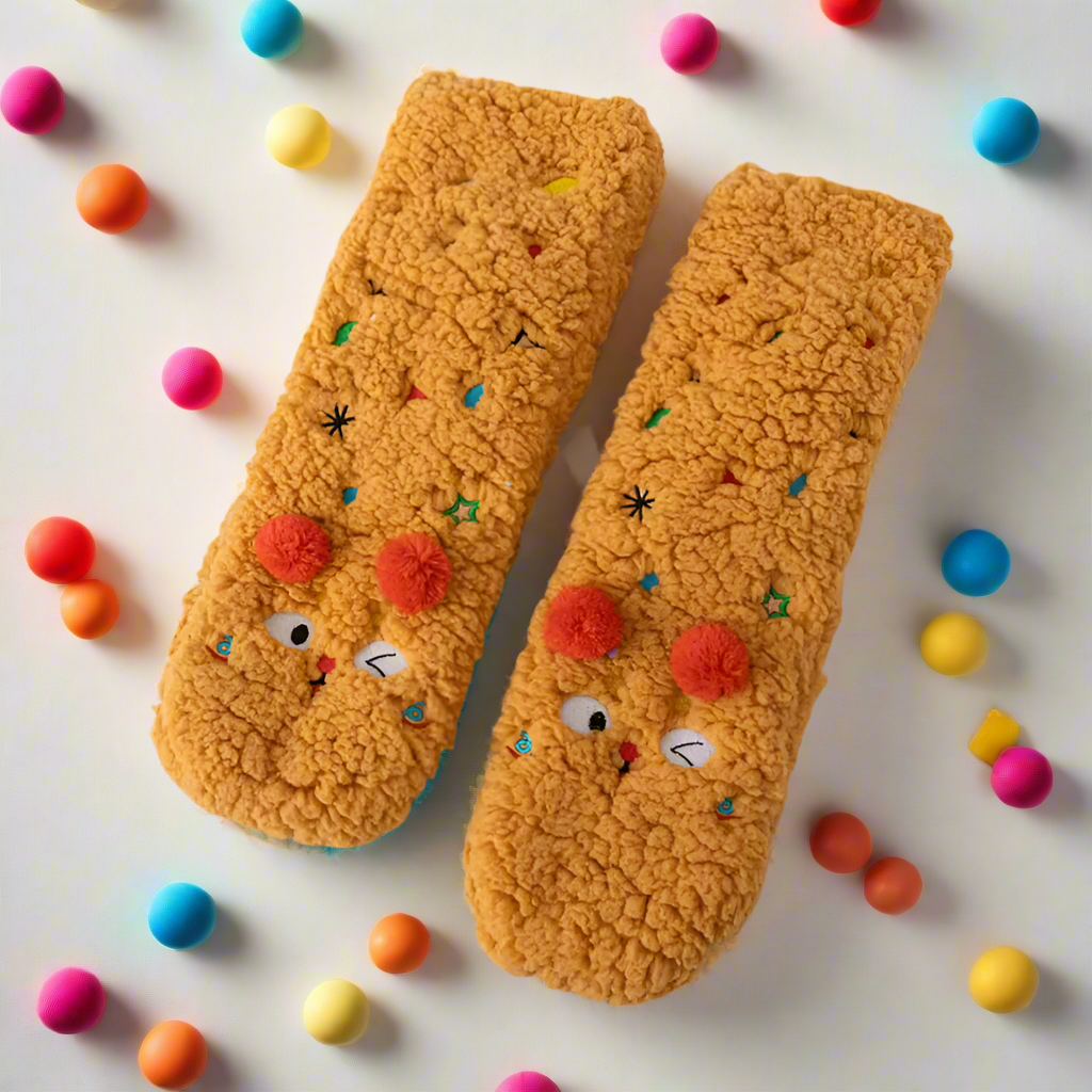 Fuzzy Monster Face Slipper Socks