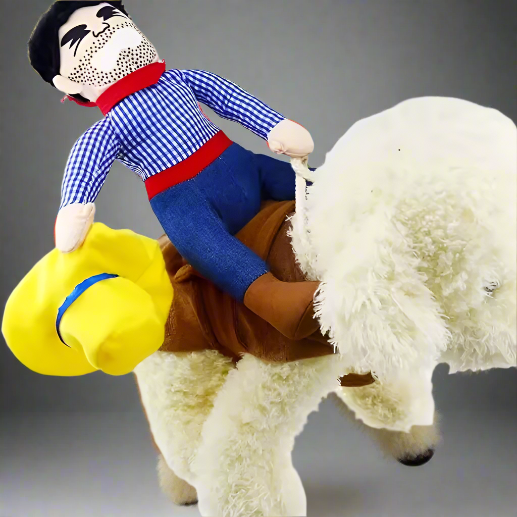 Pet Cowboy Rider Costume with Hat – Funny Western Outfit for Dogs & Cats, Rodeo Horseback Rider Cosplay Clothes