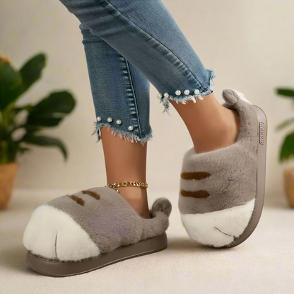 3D Cat Paw Slippers Plush Fluffy Indoor Shoes Cozy Furry Paw Slippers Anti Slip Bedroom House Shoes Cute Gift for Women Men Kids