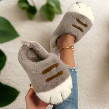 3D Cat Paw Slippers Plush Fluffy Indoor Shoes Cozy Furry Paw Slippers Anti Slip Bedroom House Shoes Cute Gift for Women Men Kids