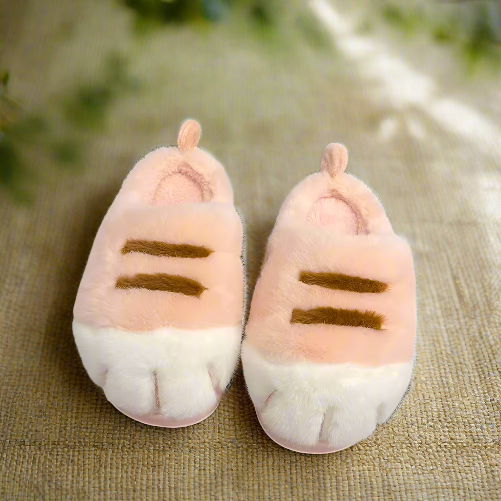 3D Cat Paw Slippers Plush Fluffy Indoor Shoes Cozy Furry Paw Slippers Anti Slip Bedroom House Shoes Cute Gift for Women Men Kids