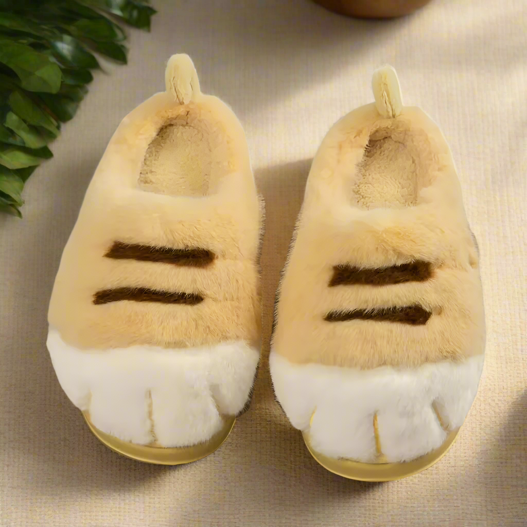 3D Cat Paw Slippers Plush Fluffy Indoor Shoes Cozy Furry Paw Slippers Anti Slip Bedroom House Shoes Cute Gift for Women Men Kids