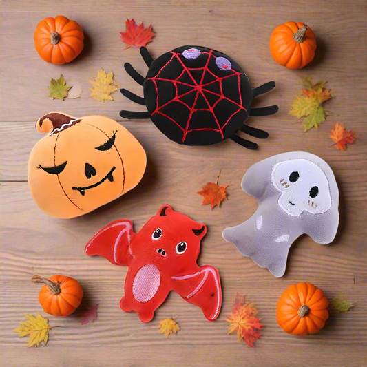 Halloween Catnip Cat Toys – 4pcs Pumpkin, Bat, Spider & Ghost Plush Toys, Interactive Cat Kicker Toys for Cats & Kittens