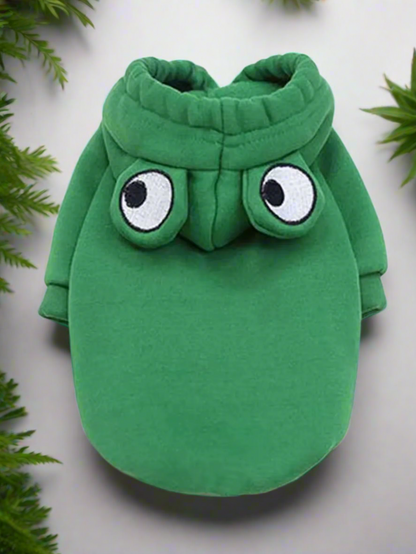 Frog Pet Hoodie – Cute Green Sweater for Dogs & Cats, Warm Puppy/Kitten Sweatshirt Costume, Cozy Pet Jumper (S–XXL)