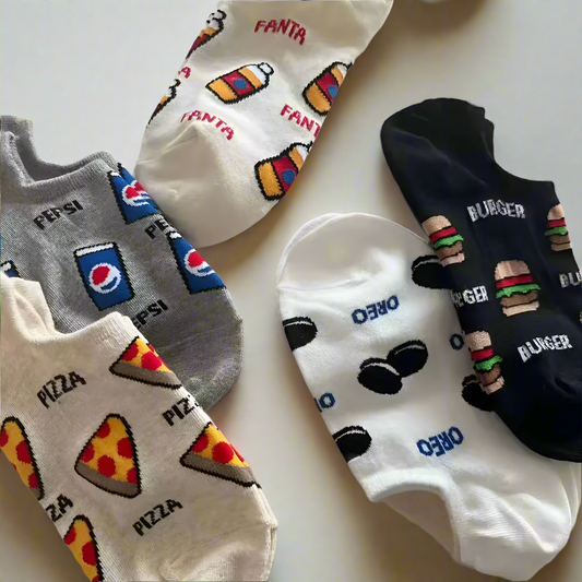5 Pack Funny Food Low Cut Socks