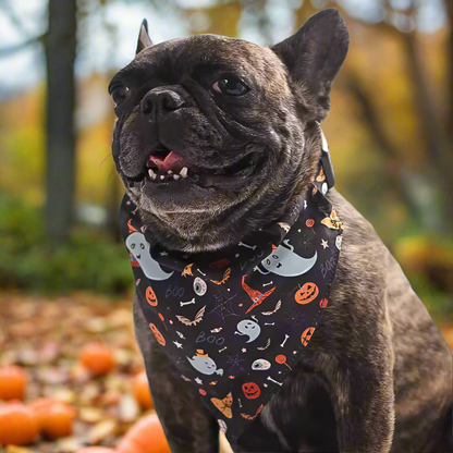 Halloween Dog Bandana Collar – 4 Designs, Adjustable Pet Scarf for Small Medium Large Dogs, Ghost Pumpkin Cat Pet Costume Bib