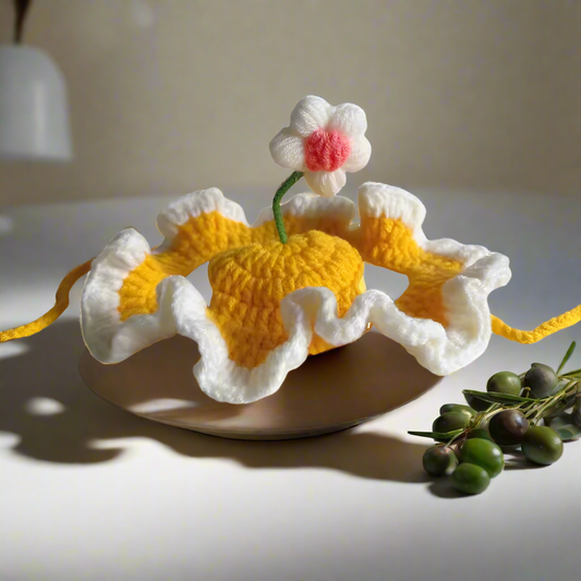 Knitted Flower Cat Hat