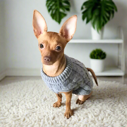 Knit Pet Sweater for Small Dogs & Cats – Warm Winter Chihuahua/Yorkie/Sphynx Clothes, Durable Cable Knit Jumper – Sizes S M L XL