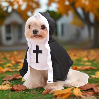 Cat Nun Costume – Funny Pet Cosplay Outfit for Cats & Small Dogs, Halloween Pet Clothing, Kitten & Puppy Pullover Jacket (XS–XL)