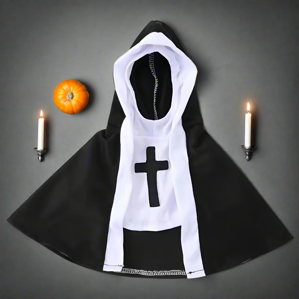 Cat Nun Costume – Funny Pet Cosplay Outfit for Cats & Small Dogs, Halloween Pet Clothing, Kitten & Puppy Pullover Jacket (XS–XL)