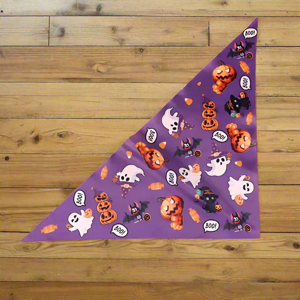2pcs Halloween Dog Bandanas – Pumpkin & Ghost Triangle Scarves for Dogs & Cats, Pet Halloween Bibs, Funny Party Accessories