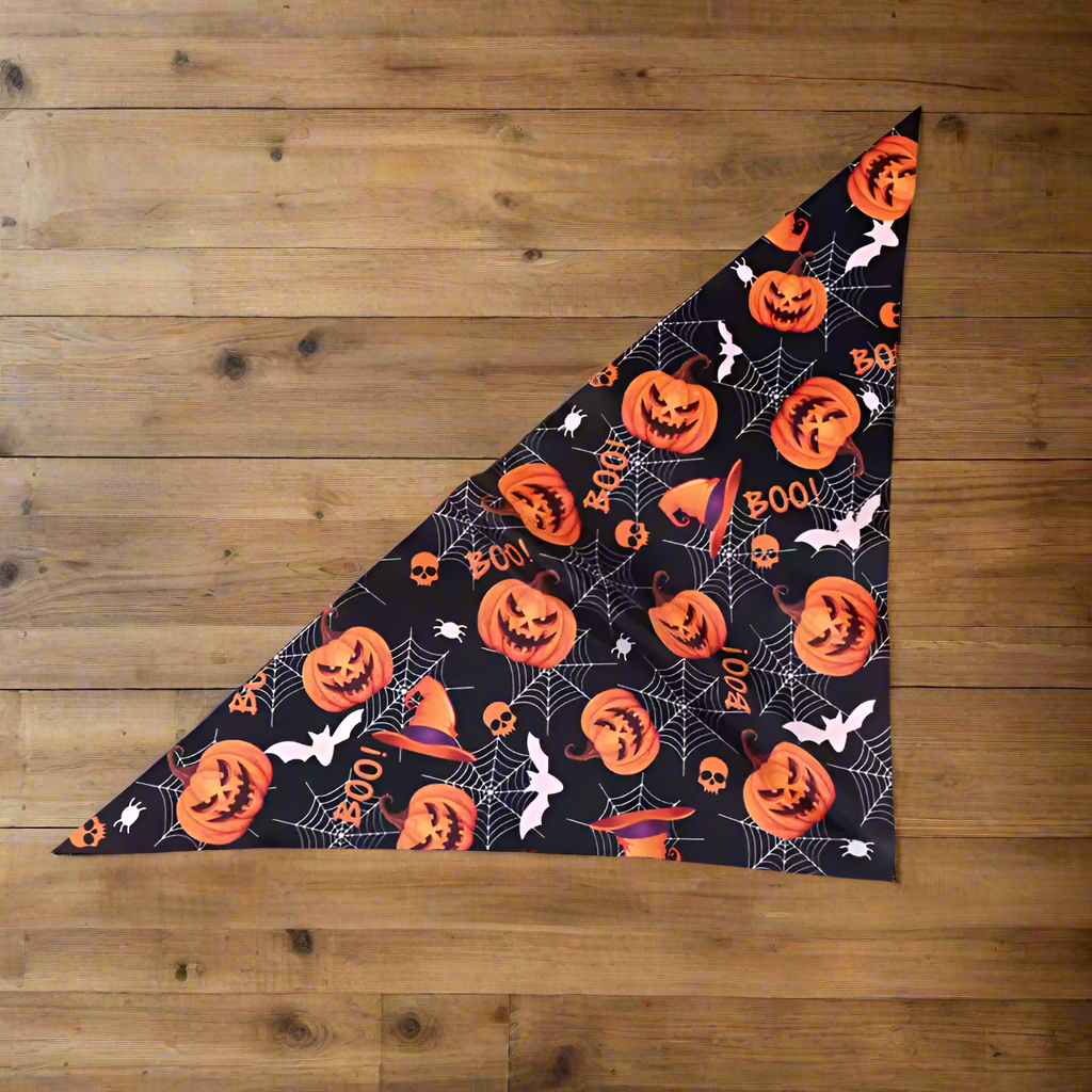 2pcs Halloween Dog Bandanas – Pumpkin & Ghost Triangle Scarves for Dogs & Cats, Pet Halloween Bibs, Funny Party Accessories
