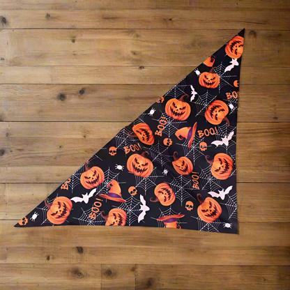 2pcs Halloween Dog Bandanas – Pumpkin & Ghost Triangle Scarves for Dogs & Cats, Pet Halloween Bibs, Funny Party Accessories