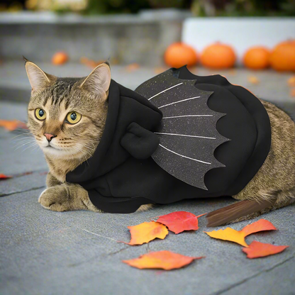 Bat Wing Pet Hoodie – Halloween Dog & Cat Costume, Warm Fleece Bat Sweater with Wings, Cosplay Pet Clothes for Party | Sizes XS–XL