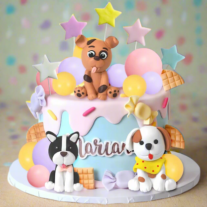 Cat or Dog Cake Toppers – Pet Birthday Party Decorations with Clay Animals, Stars, Balloons – Cute Cat Dog Cake Decor for Pets