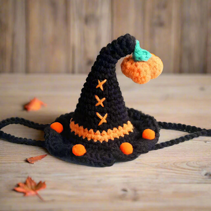 Knitted Halloween Cat Costume – Ghost Knit Hat & Bib Set for Cats, Dogs, or Rabbits, Cute Woven Pet Outfit for Halloween Photos