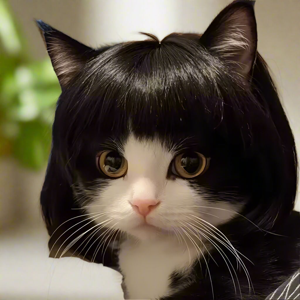 Pet Wig Costume – Funny Dog & Cat Wig with Qi Bangs or Curly Hair, Black, Golden, Silver Pet Wigs for Halloween & Cosplay